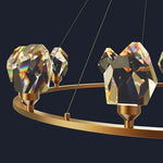 Crystal Copper Round Chandelier: Elegant LED Suspension Lamp for Dinning Room