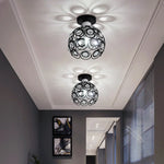 Crystal Flush Mount Chandelier for Hallway Foyer, Modern Hollow Carved Ceiling Light