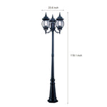 Waterproof 3 Lights Black European Style Garden Lamp Post Lights