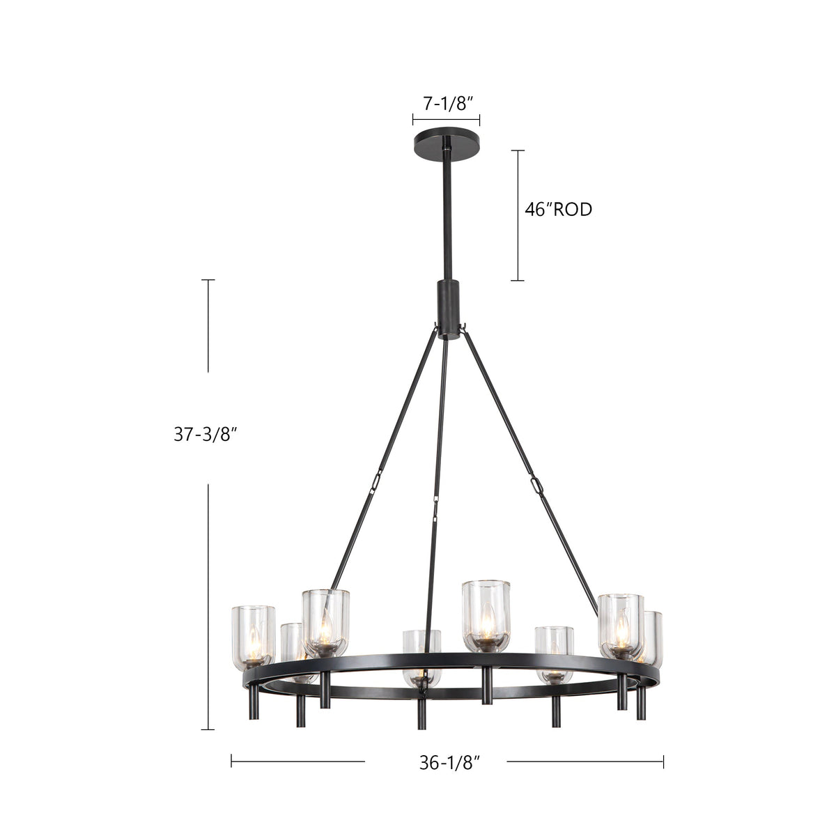 Lucian Eight Light Chandelier Polished Nickel/Alabaster