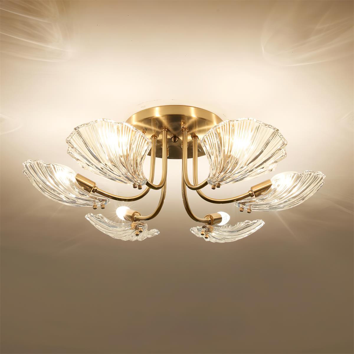 Luxury Shell Brass Ceiling Lamp