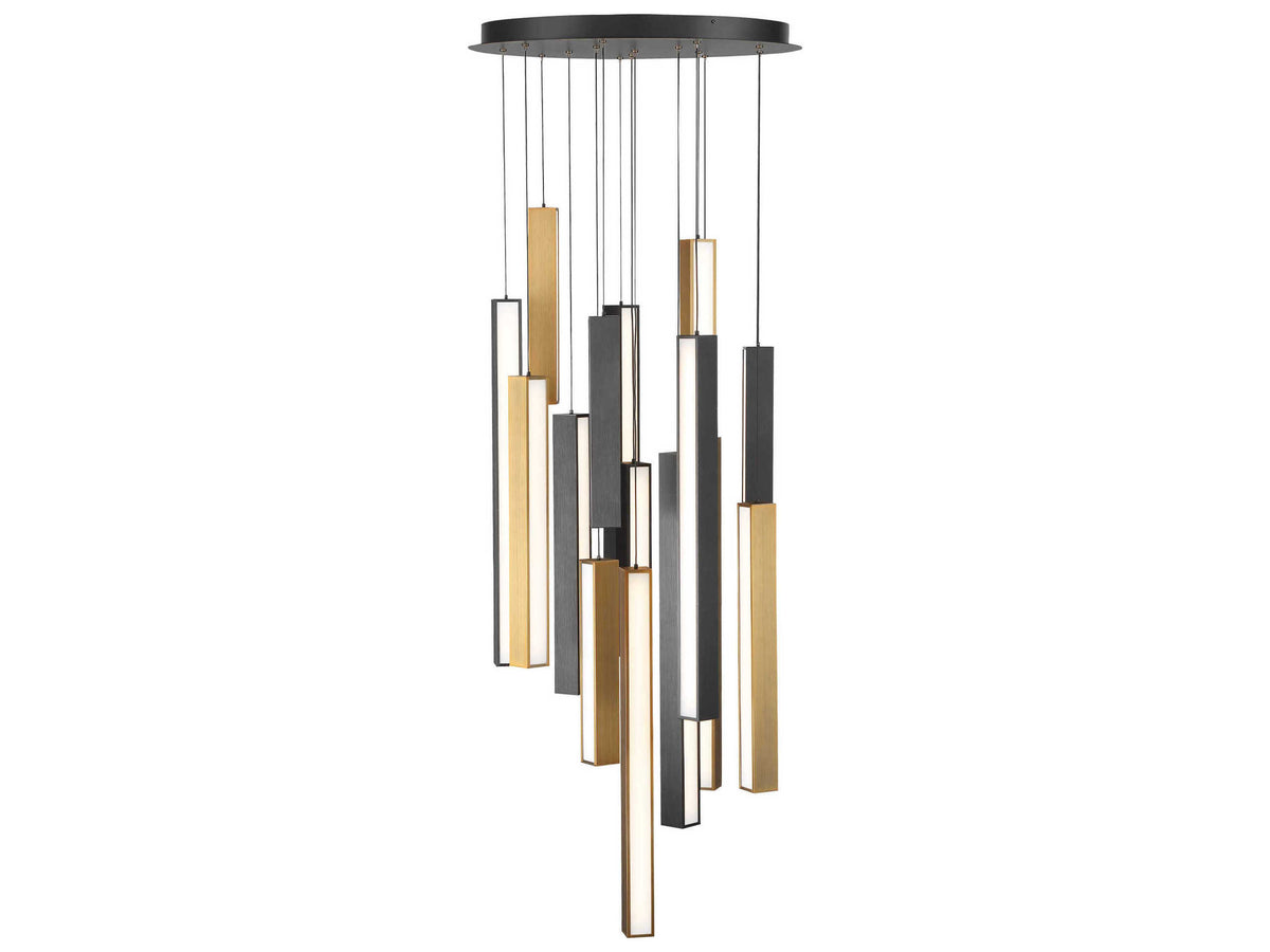 Modern Forms Chaos 15-Light Black Aged Brass LED Geometric Pendant