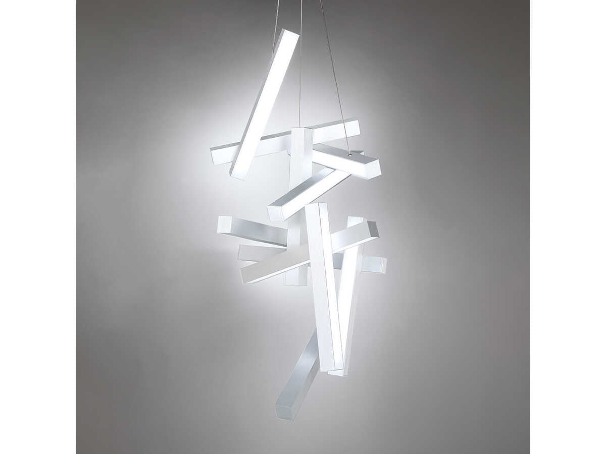 Modern Forms Chaos 12-Light Brushed Aluminum Silver LED Pendant