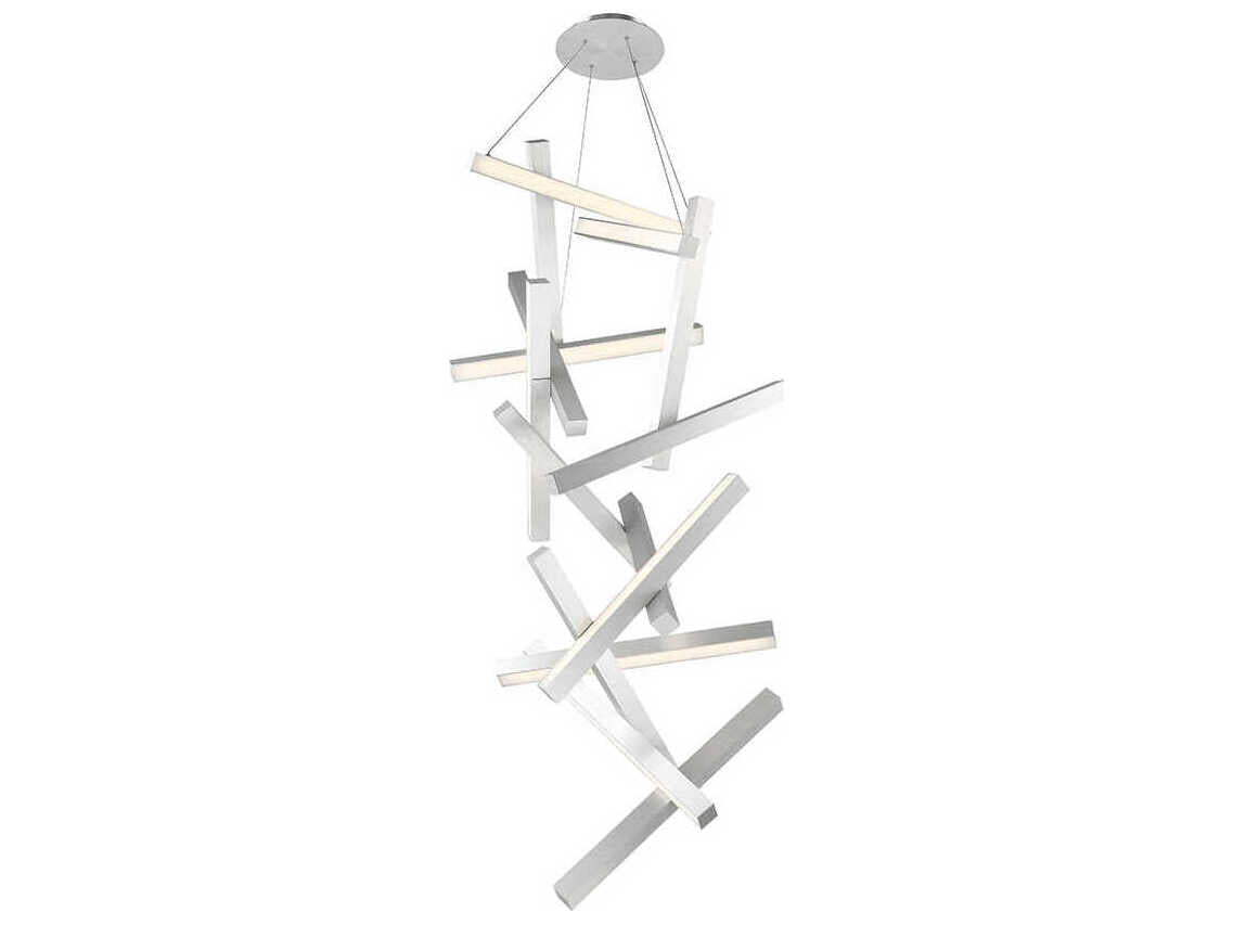 Modern Forms Chaos 15-Light Brushed Aluminum Silver LED Pendant