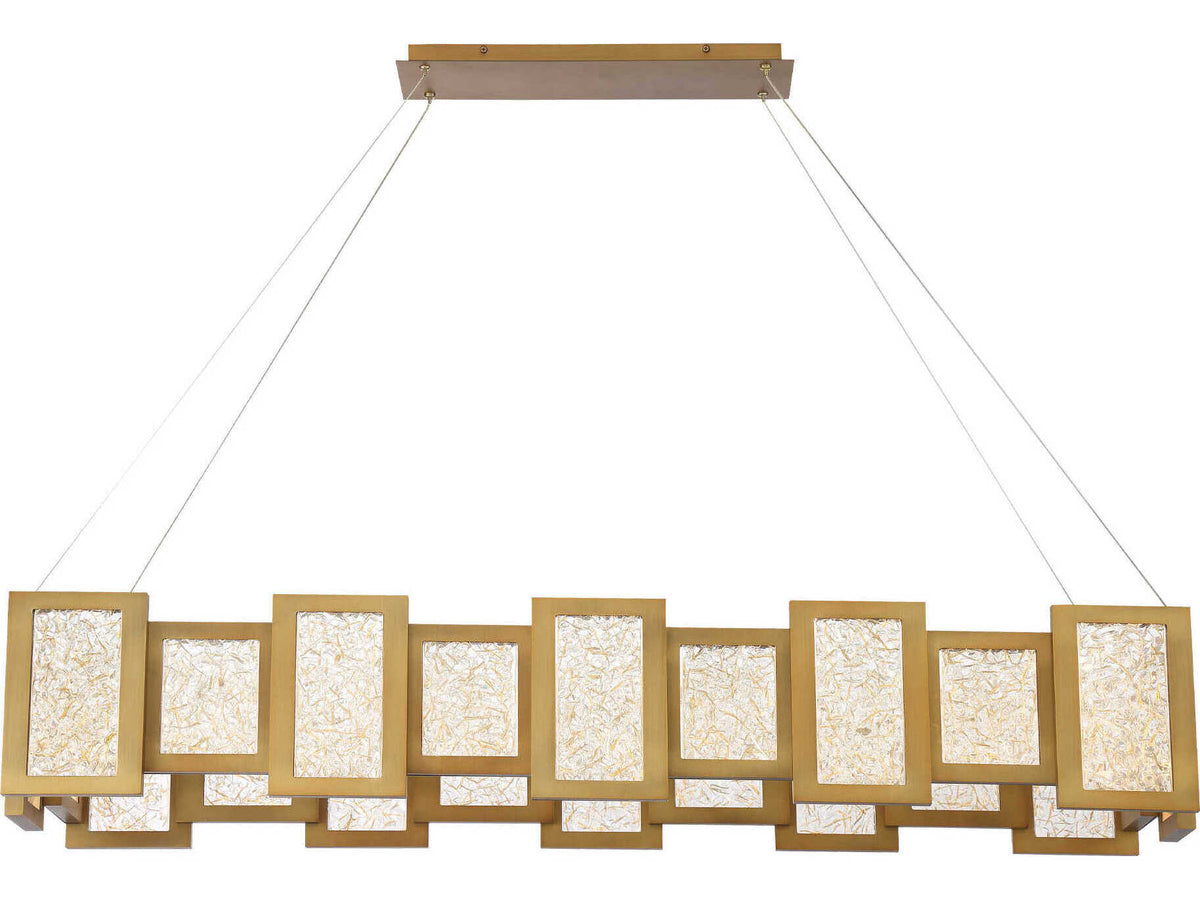 Modern Forms Fury 24-Light Aged Brass Glass LED Geometric Linear Island Pendant