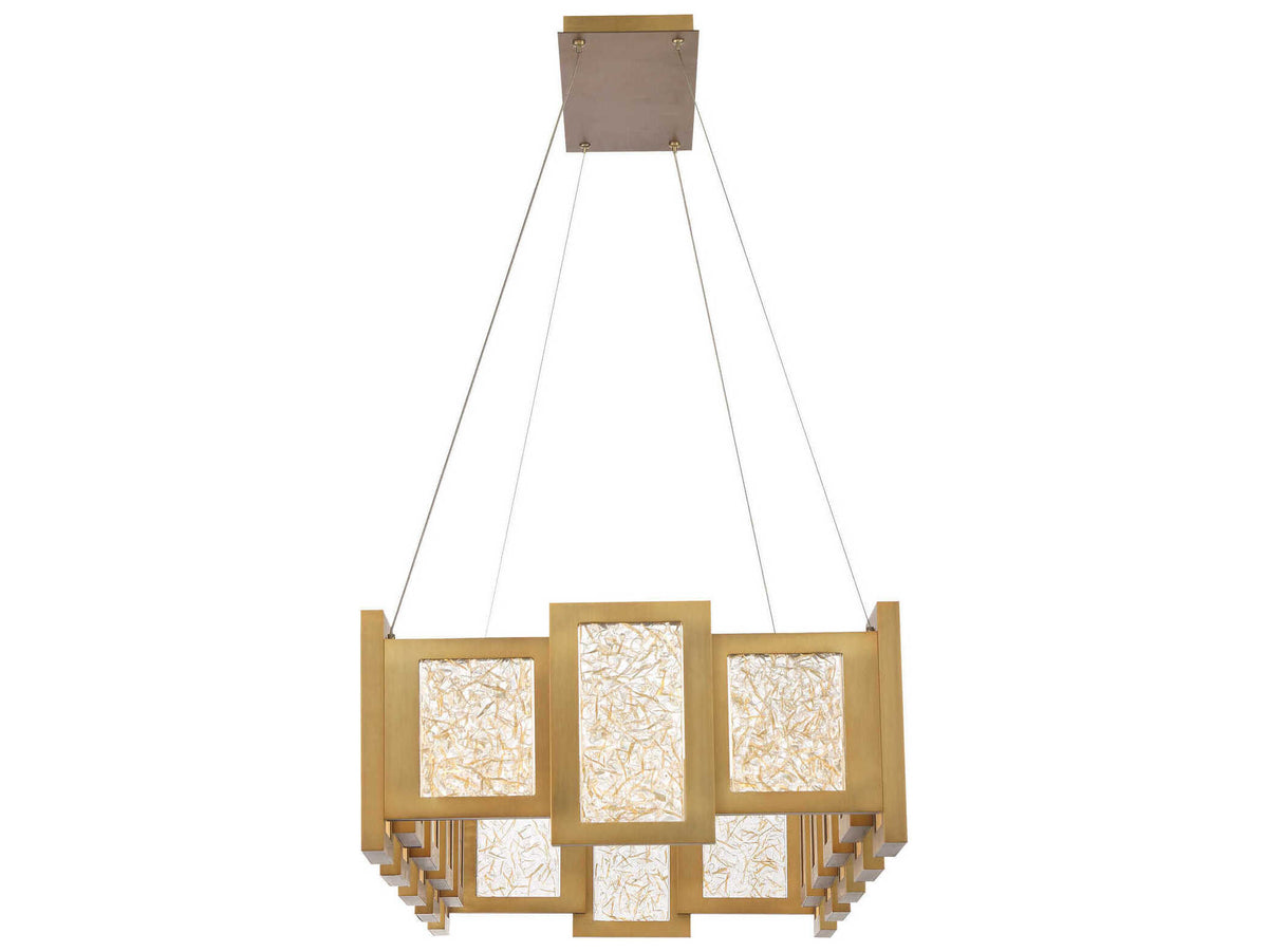 Modern Forms Fury 24-Light Aged Brass Glass LED Geometric Linear Island Pendant