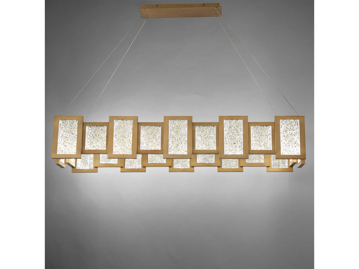Modern Forms Fury 24-Light Aged Brass Glass LED Geometric Linear Island Pendant