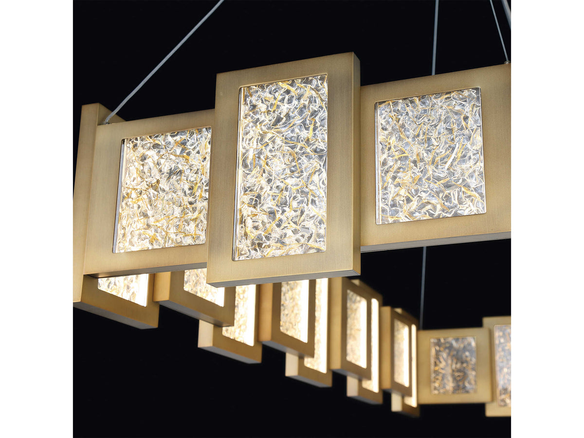 Modern Forms Fury 24-Light Aged Brass Glass LED Geometric Linear Island Pendant