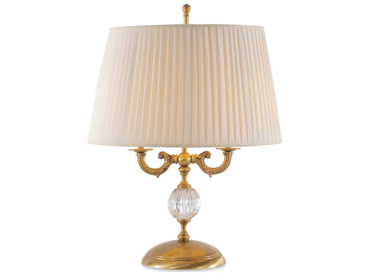 Maitland Smith Aged Brass with Crystal Insert Table Lamp