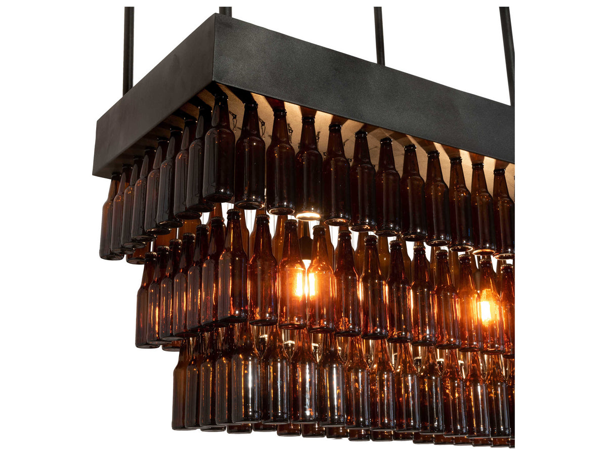 Meyda Beer 6-Light Black Amber Brown Glass Island Pendant