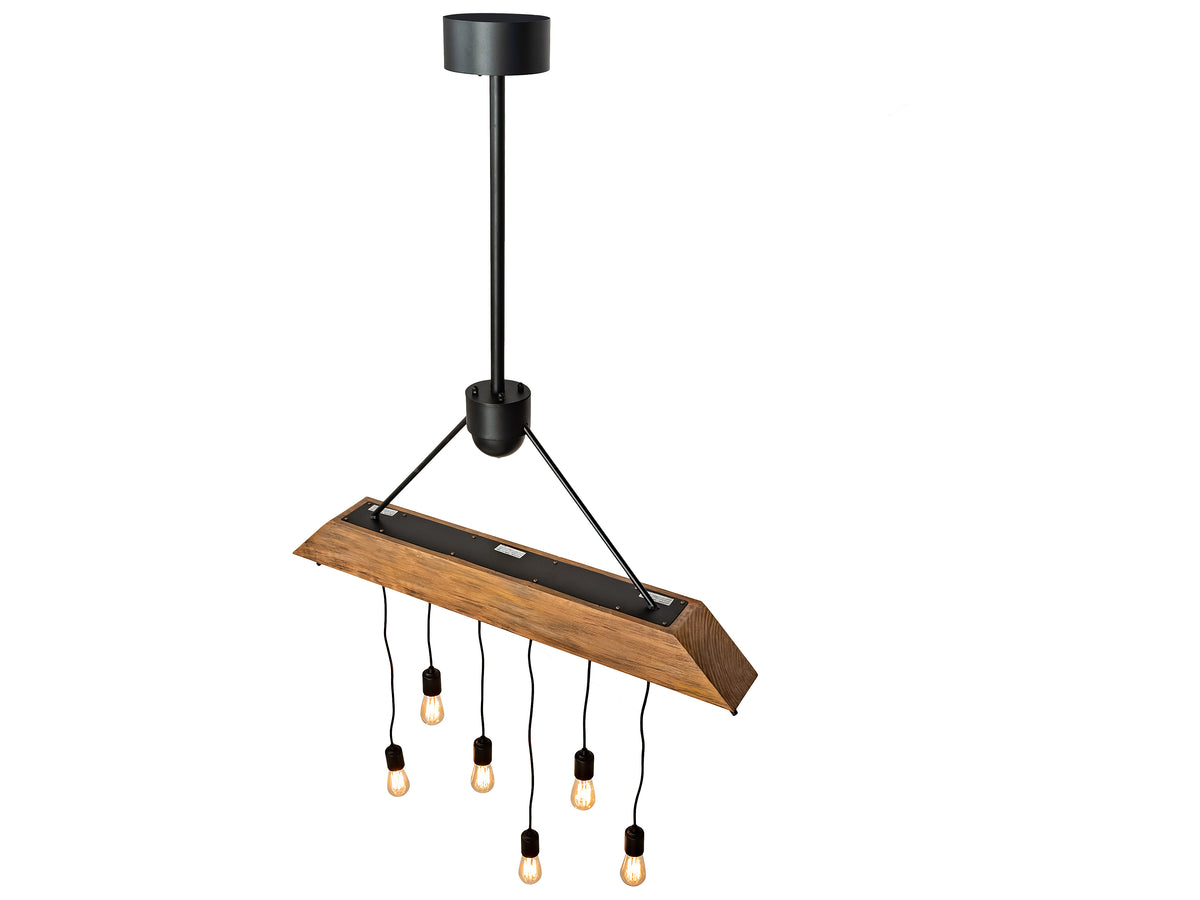 Meyda Alva 6-Light Black Wood LED Linear Island Pendant