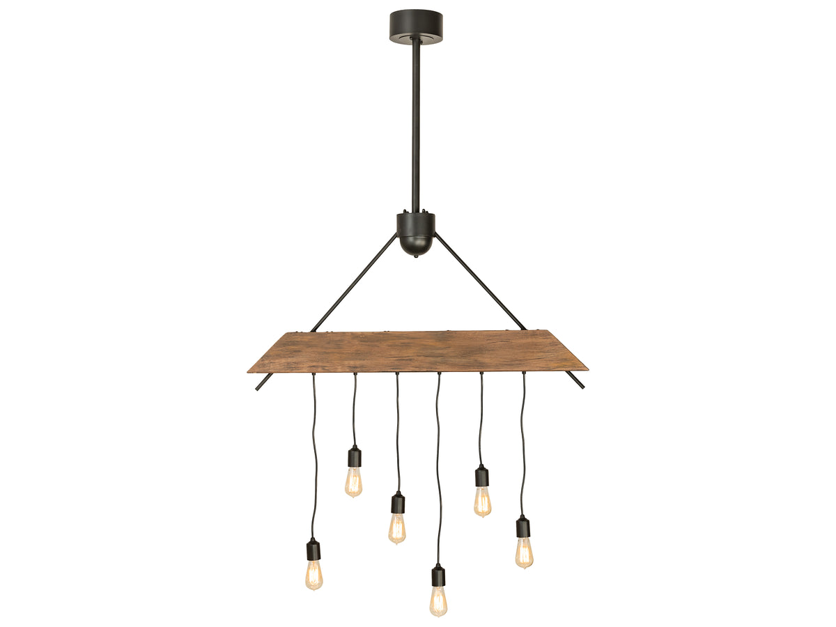 Meyda Alva 6-Light Black Wood LED Linear Island Pendant