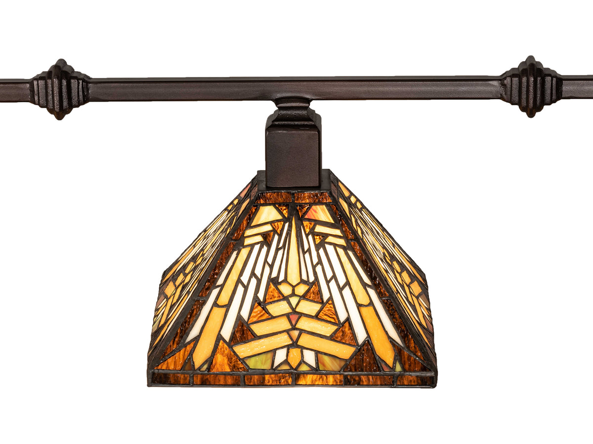 Meyda Nuevo Mission 3-Light Mahogany Bronze Glass Tiffany Geometric Island Pendant