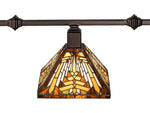 Meyda Nuevo Mission 3-Light Mahogany Bronze Glass Tiffany Geometric Island Pendant