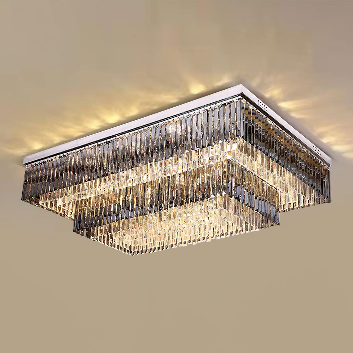 Flush Chrome Crystal Ceiling Light