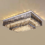 Flush Chrome Crystal Ceiling Light