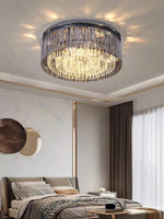 Flush Chrome Crystal Ceiling Light