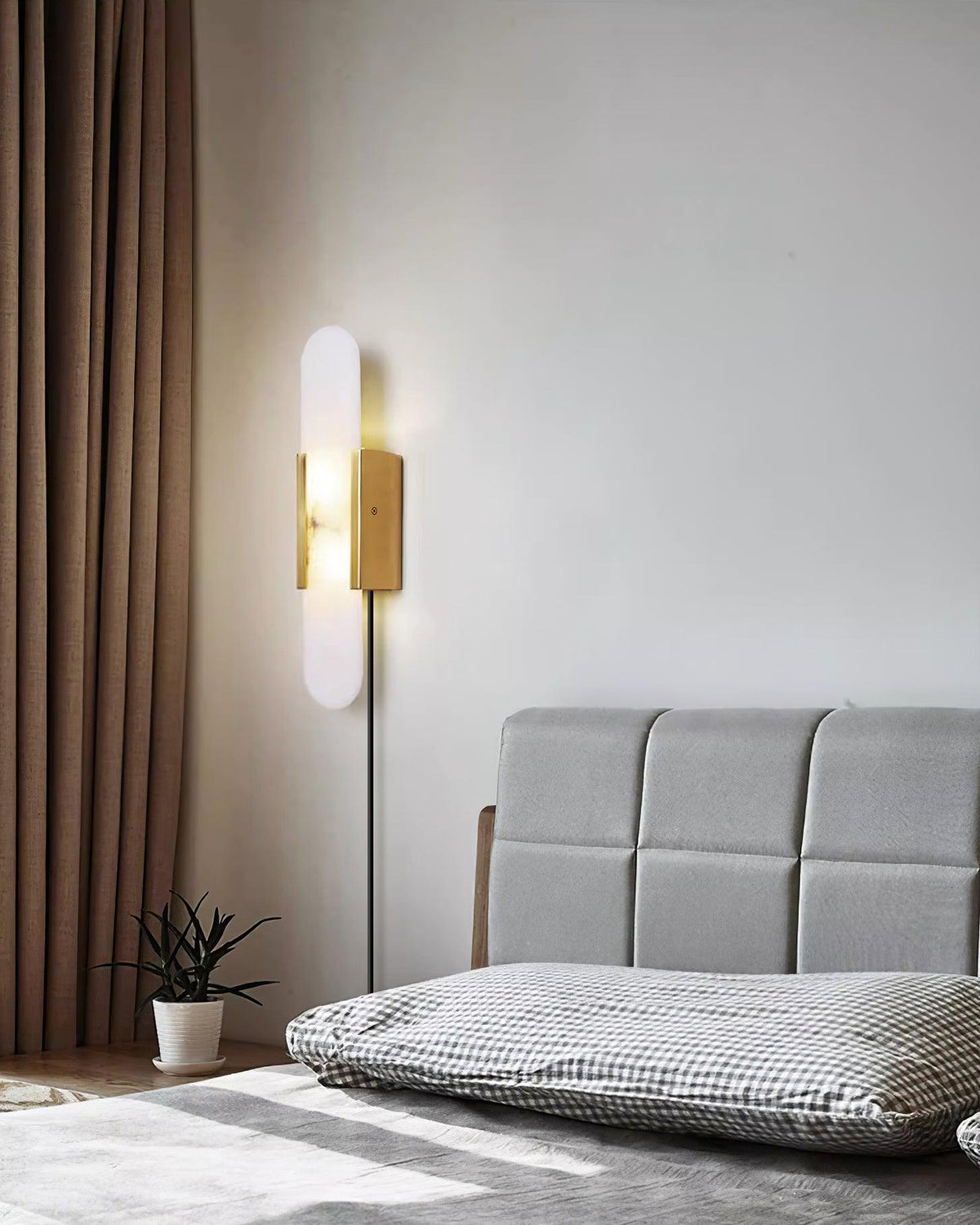 Melange Elongated Alabaster Plug-in Wall Lamp