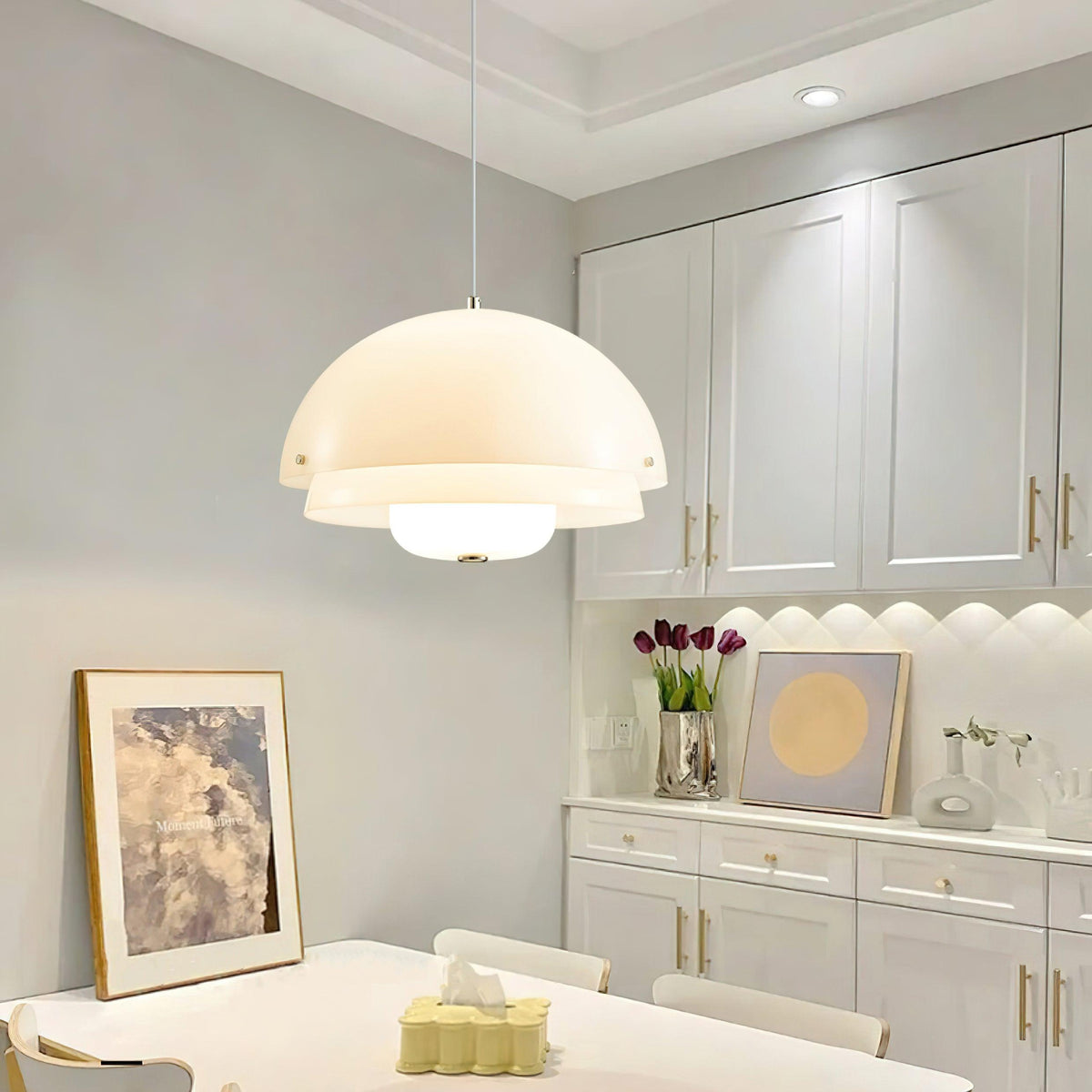 Milk White Layer Pendant Lamp 15.7″