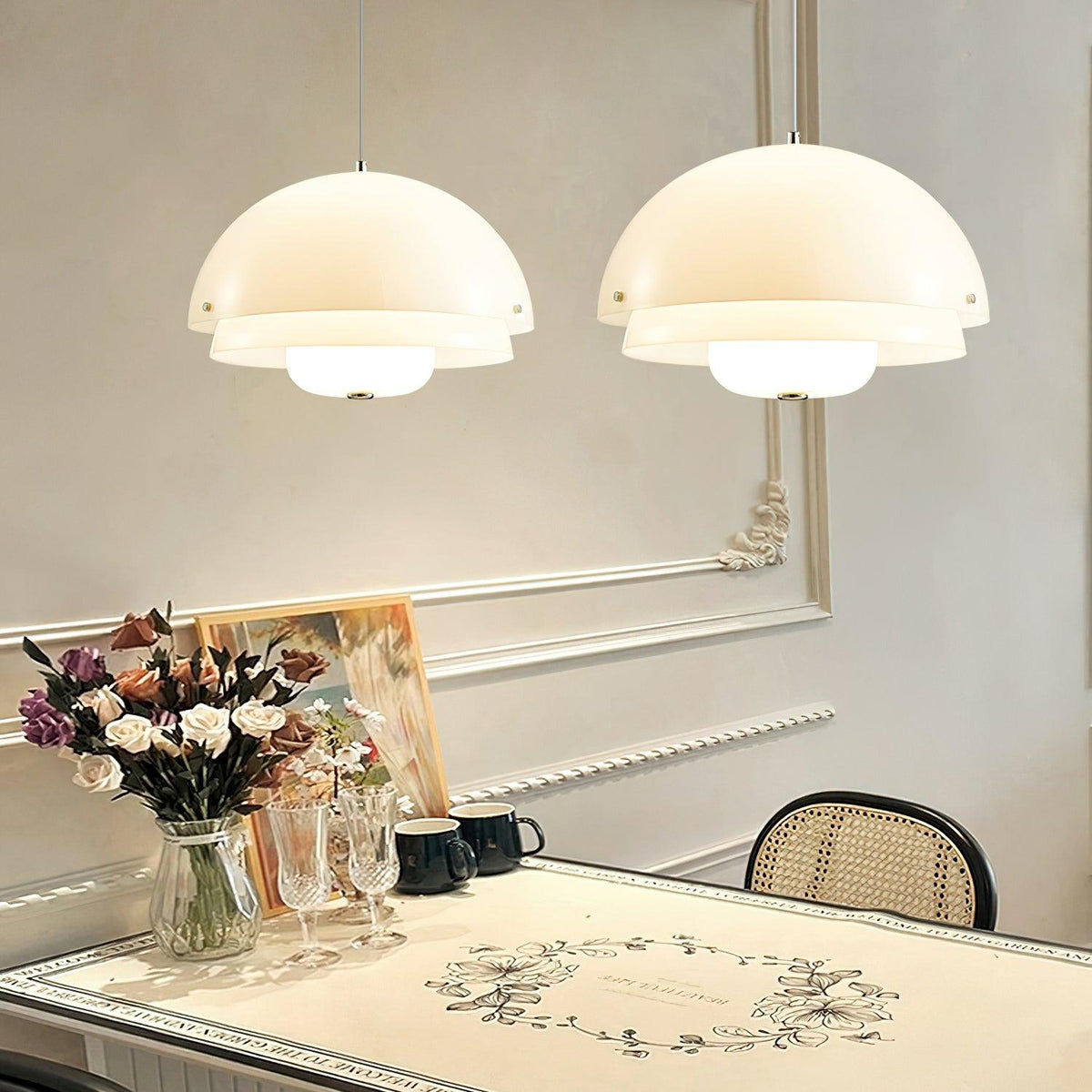Milk White Layer Pendant Lamp 15.7″