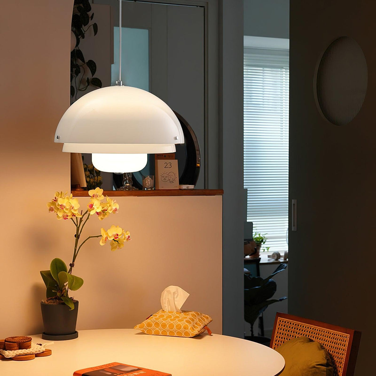 Milk White Layer Pendant Lamp 15.7″