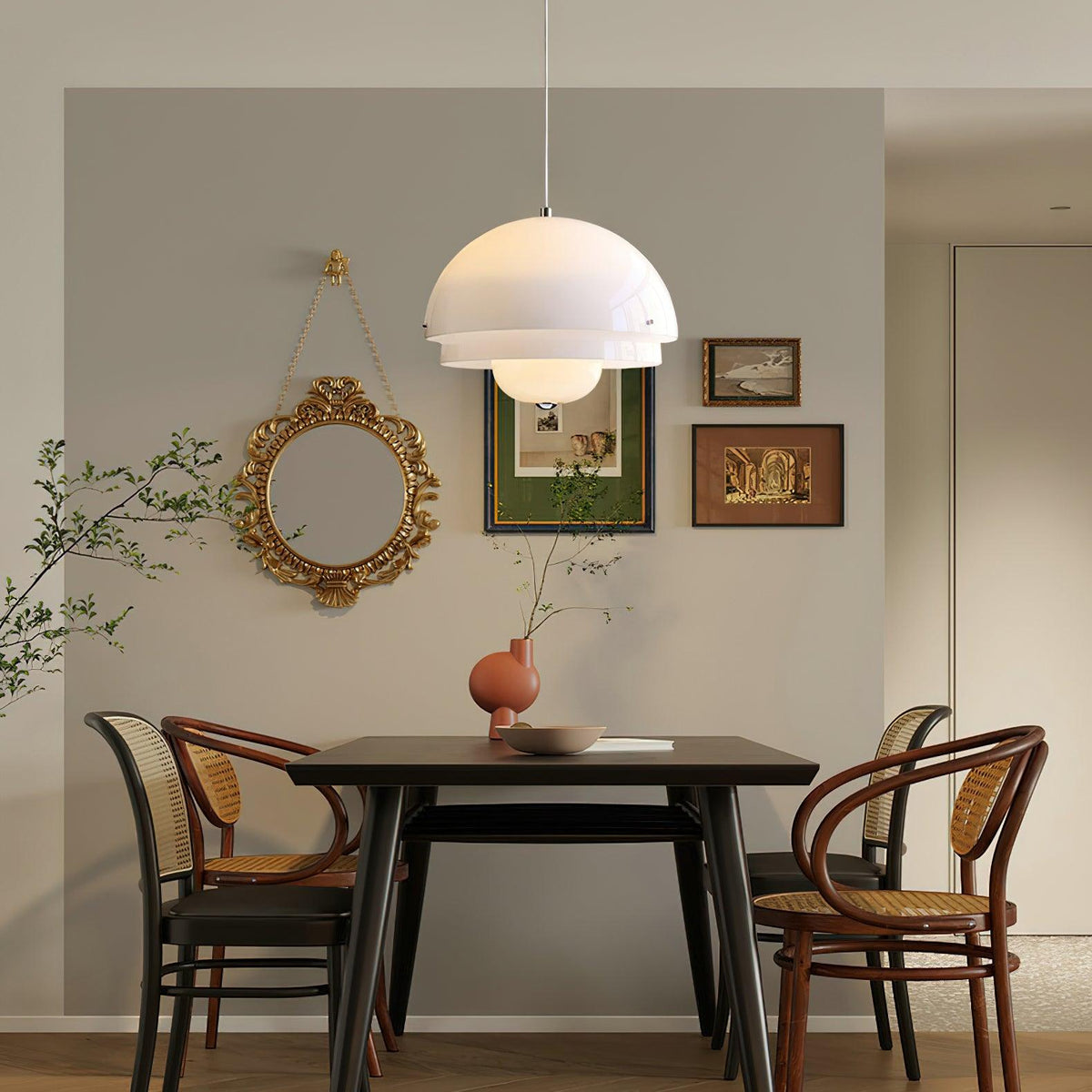 Milk White Layer Pendant Lamp 15.7″