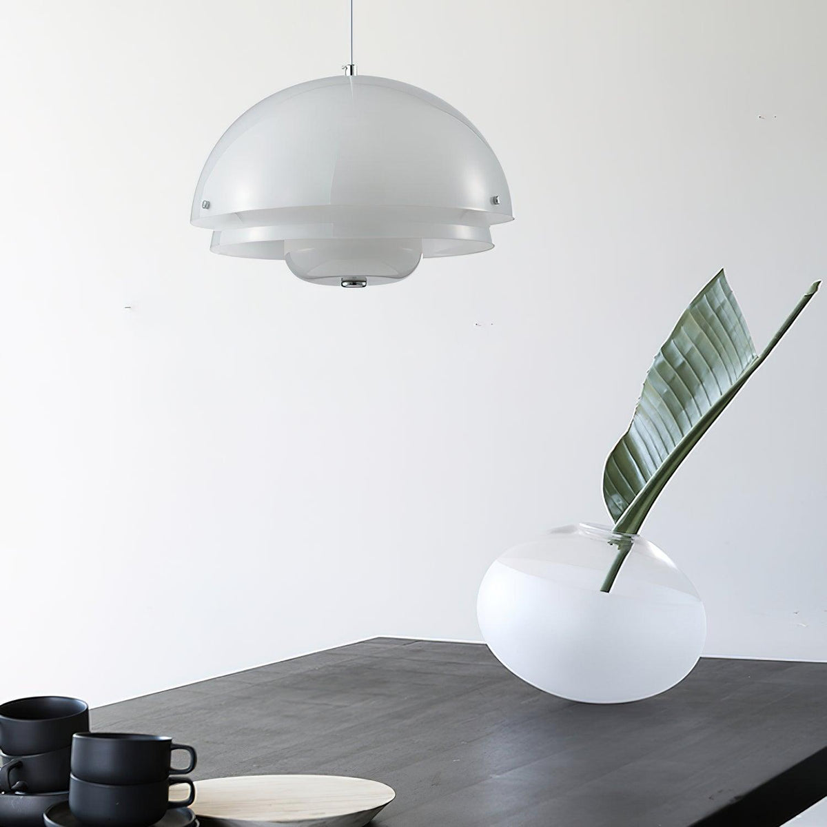 Milk White Layer Pendant Lamp 15.7″
