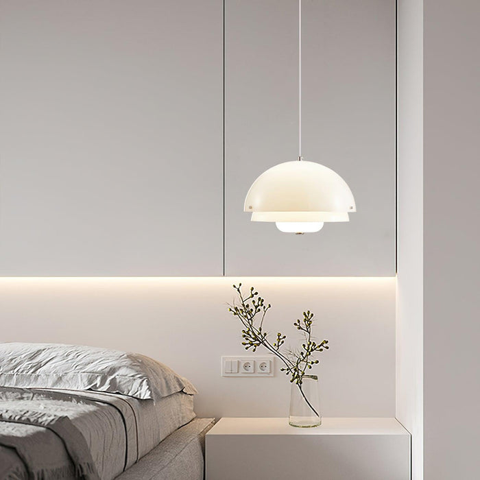 Milk White Layer Pendant Lamp 15.7″