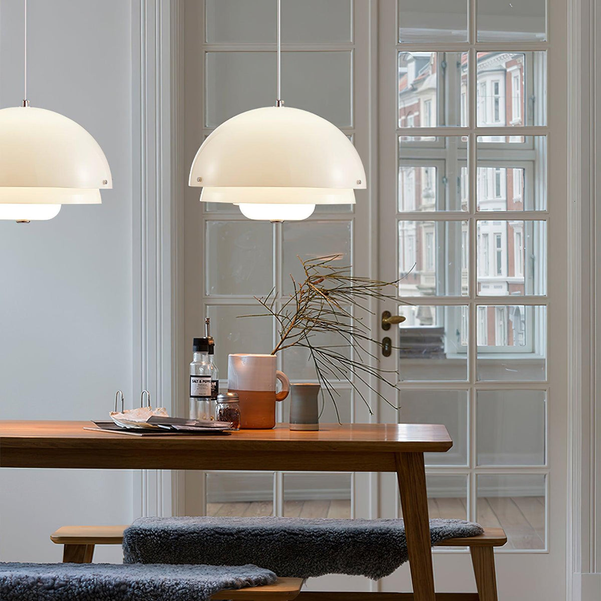 Milk White Layer Pendant Lamp 15.7″