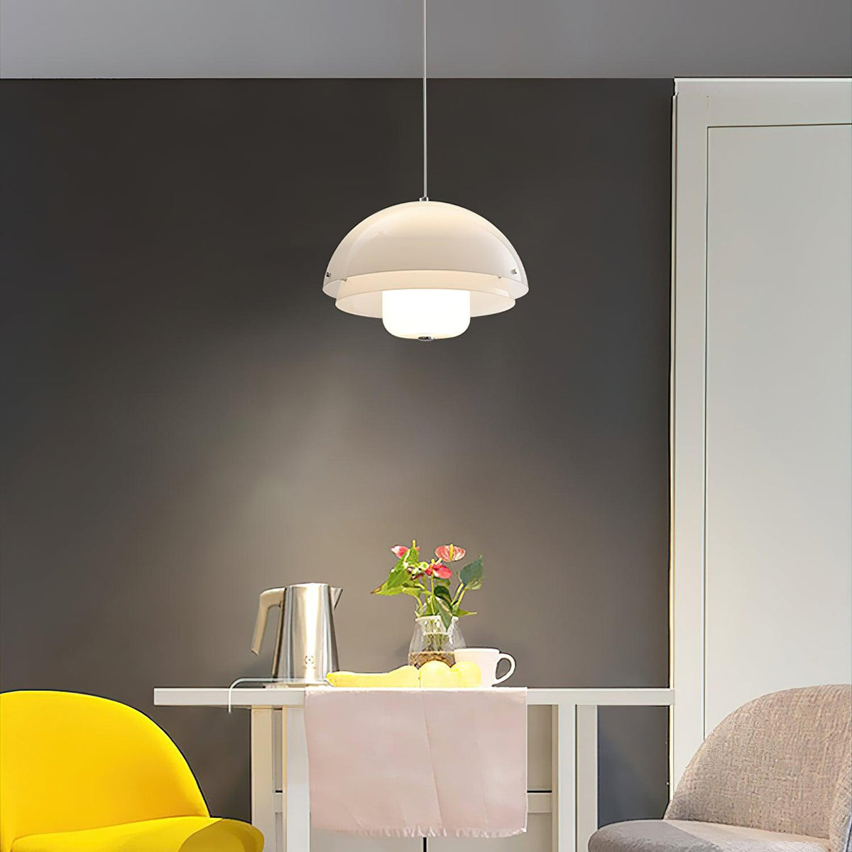 Milk White Layer Pendant Lamp 15.7″