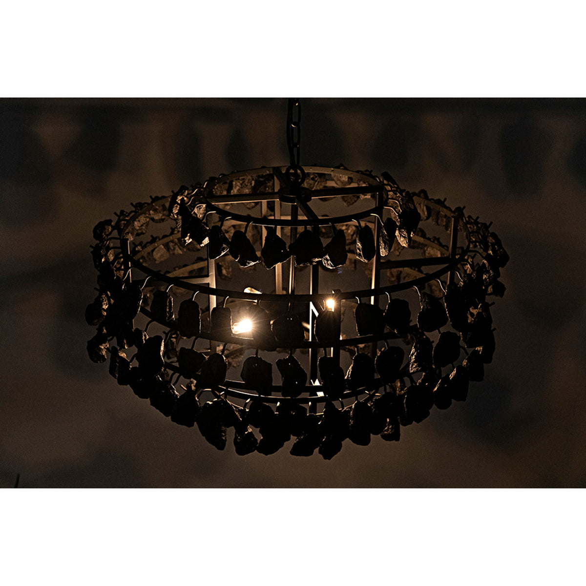 Noir Vulcan Chandelier - Black Steel With Black Glass
