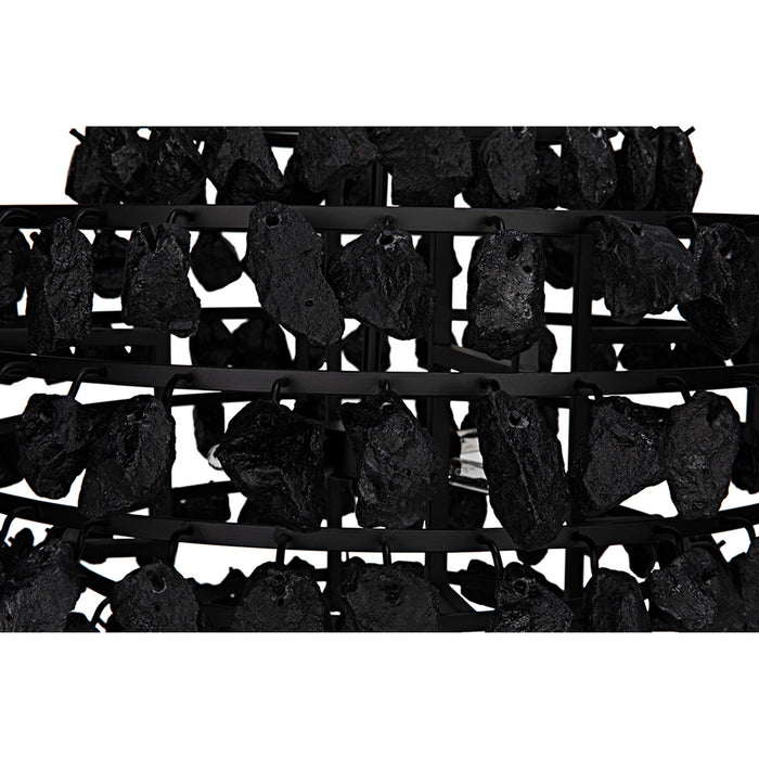 Noir Vulcan Chandelier - Black Steel With Black Glass