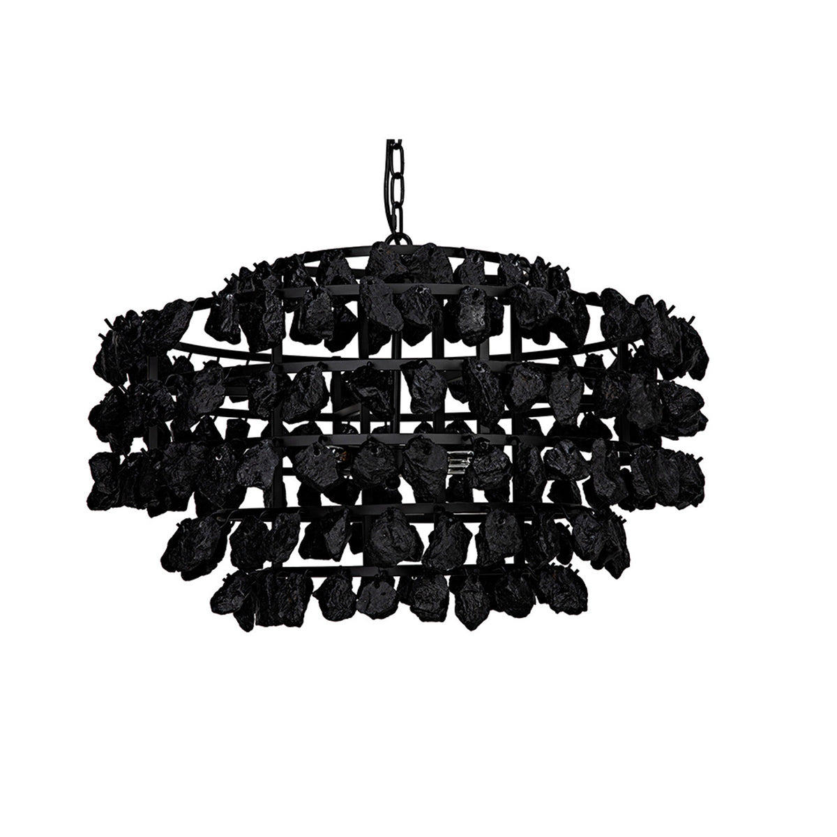 Noir Vulcan Chandelier - Black Steel With Black Glass