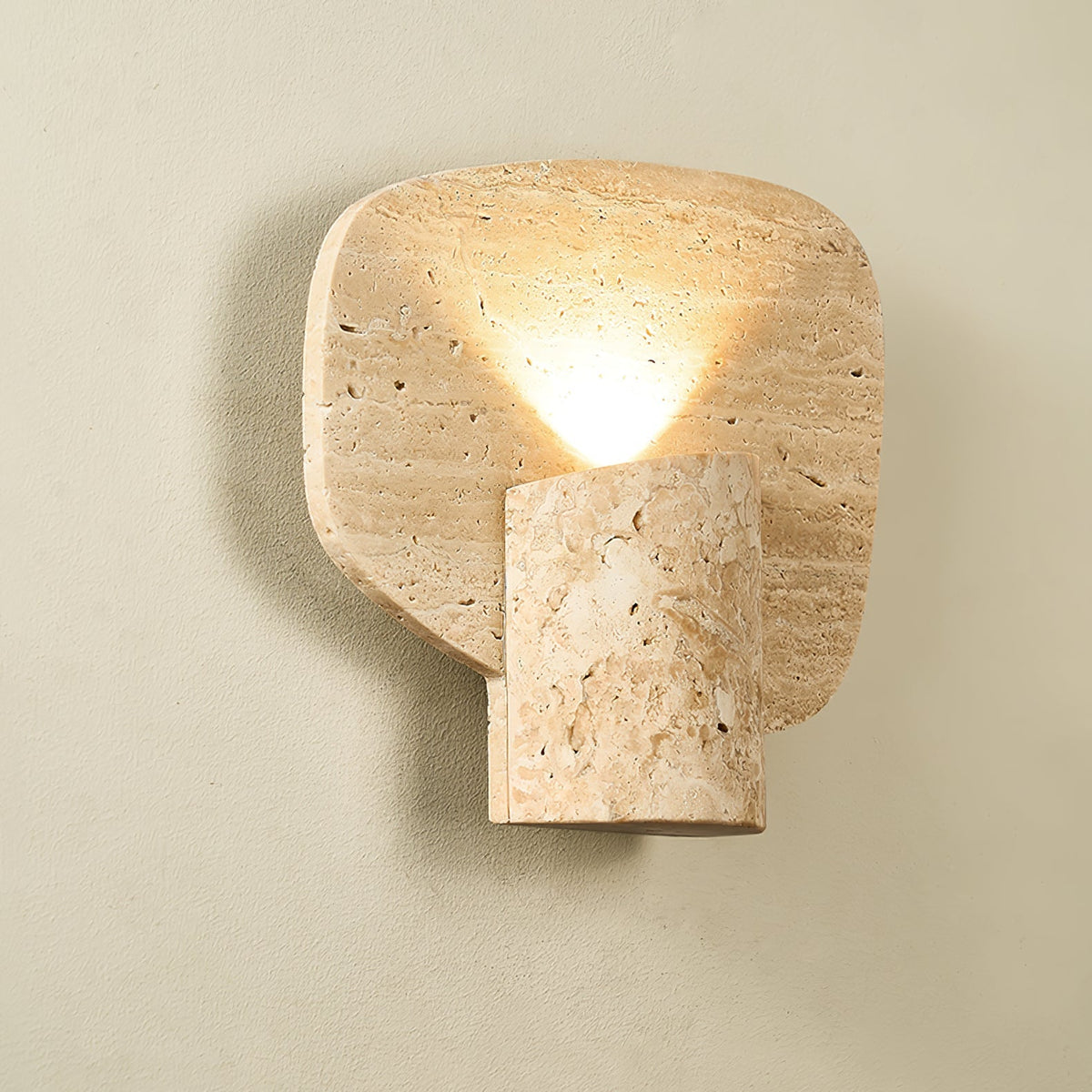 Organic Travertine Cylinder Wall Light