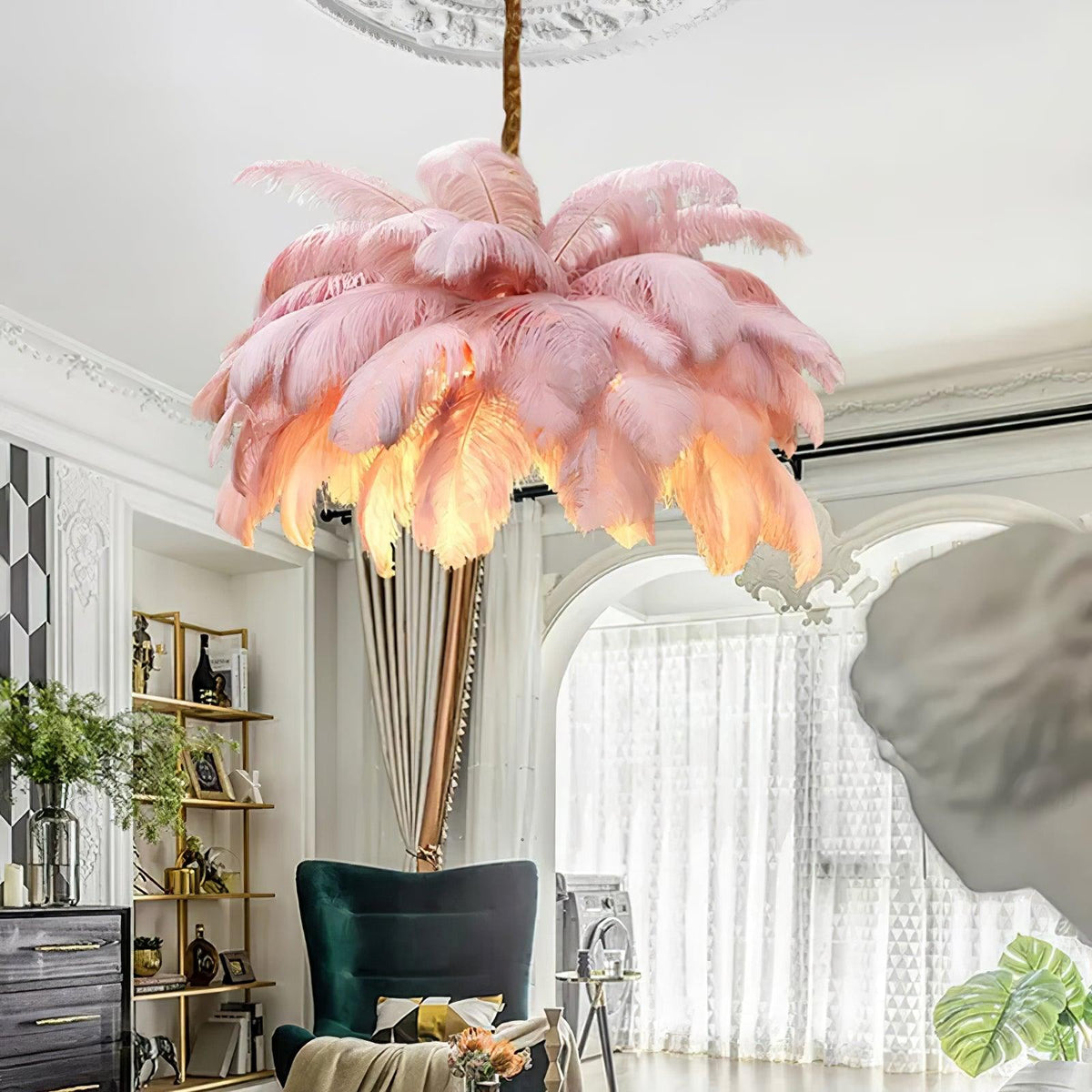 Ostrich Feather Chandelier