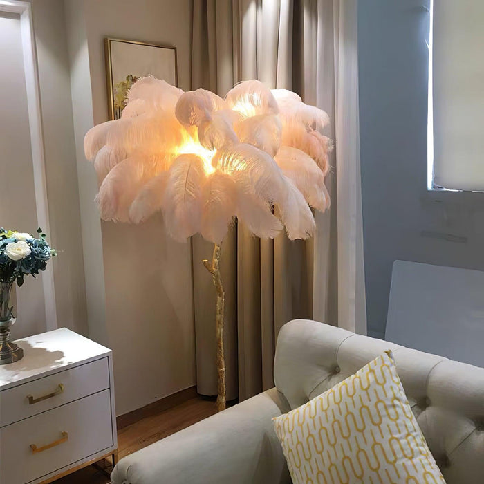Ostrich Feather Floor Light 39.4″