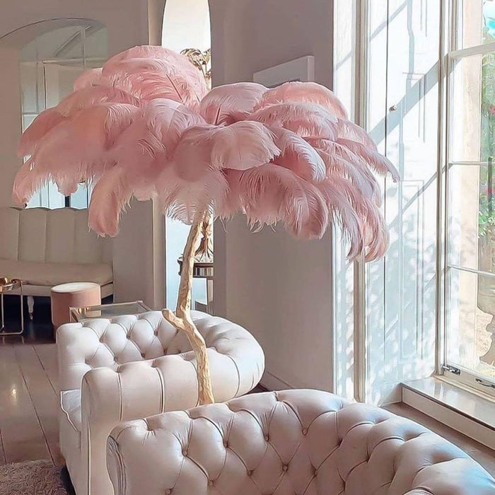 Ostrich Feather Floor Light 39.4″