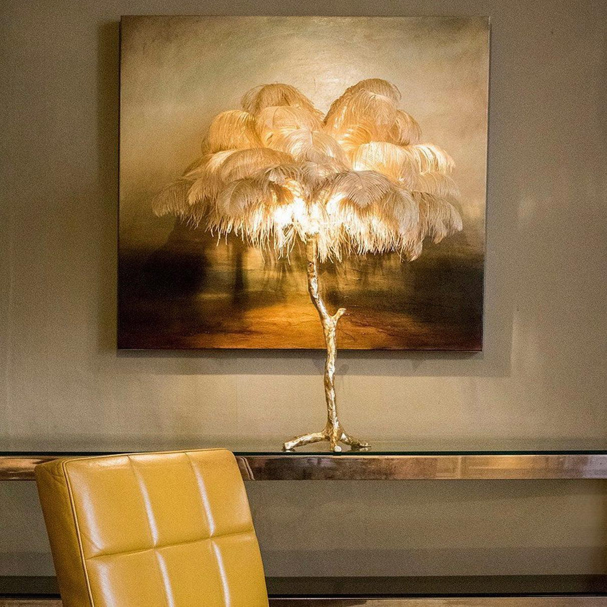 Ostrich Feather Table Lamp 29.5″