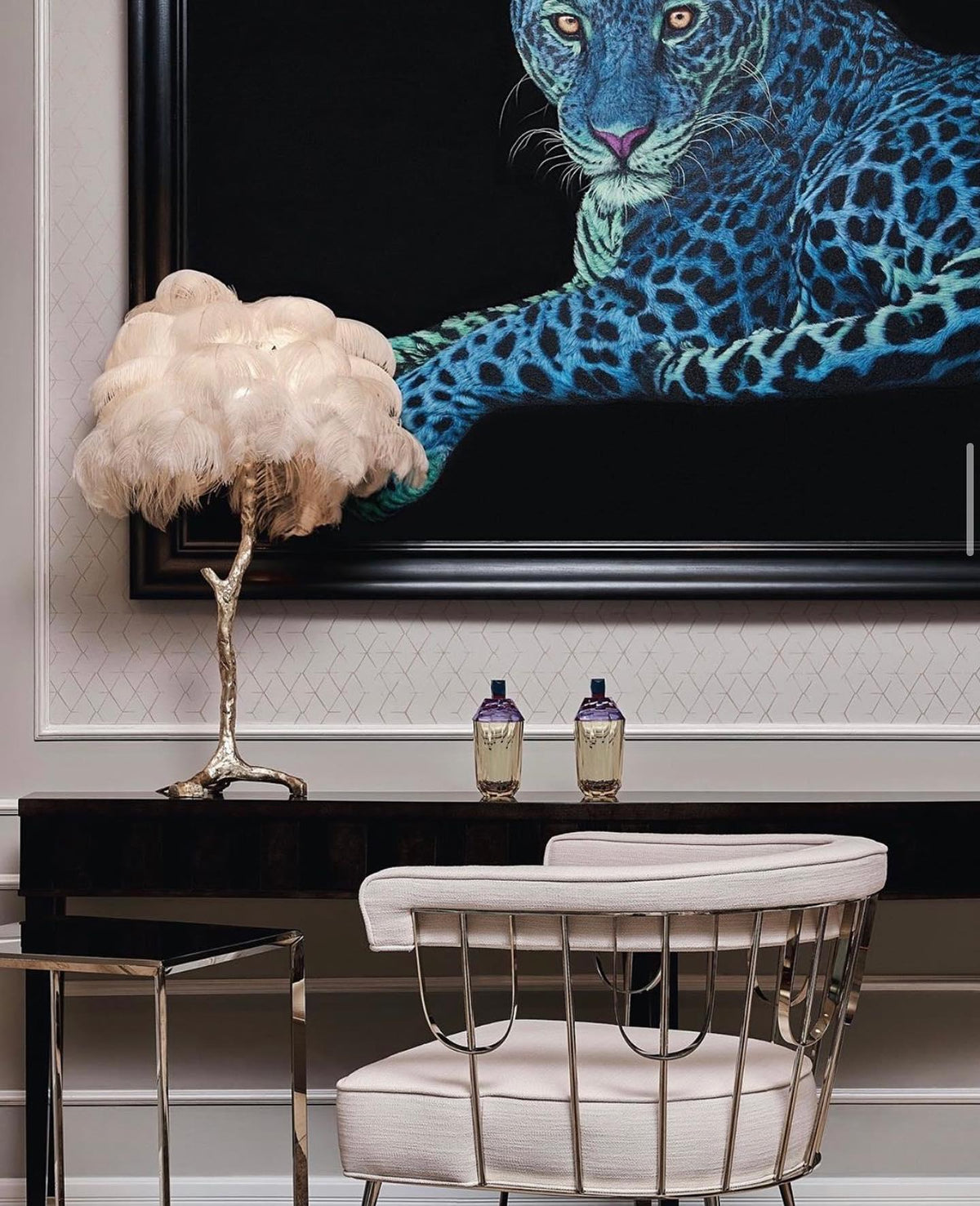 Ostrich Feather Table Lamp 29.5″