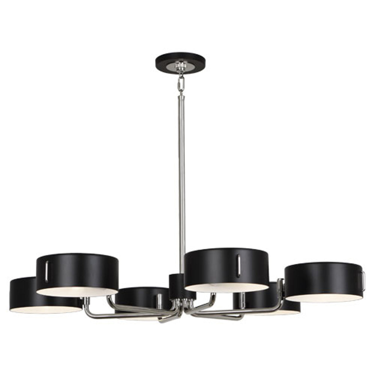 Robert Abbey Simon Chandelier - Polished Nickel - Satin Black - Adjustable Metal Shade