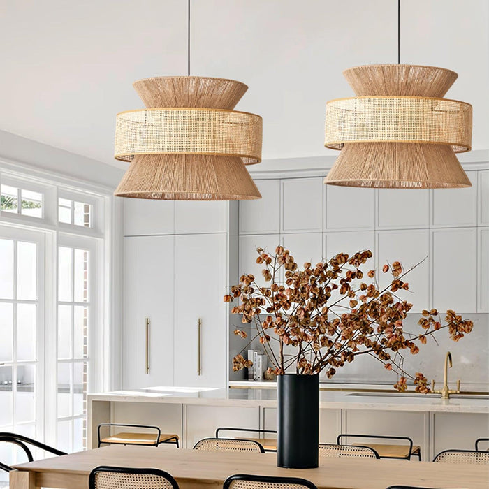Rattan Bamboo Pendant Lamp 15.7"