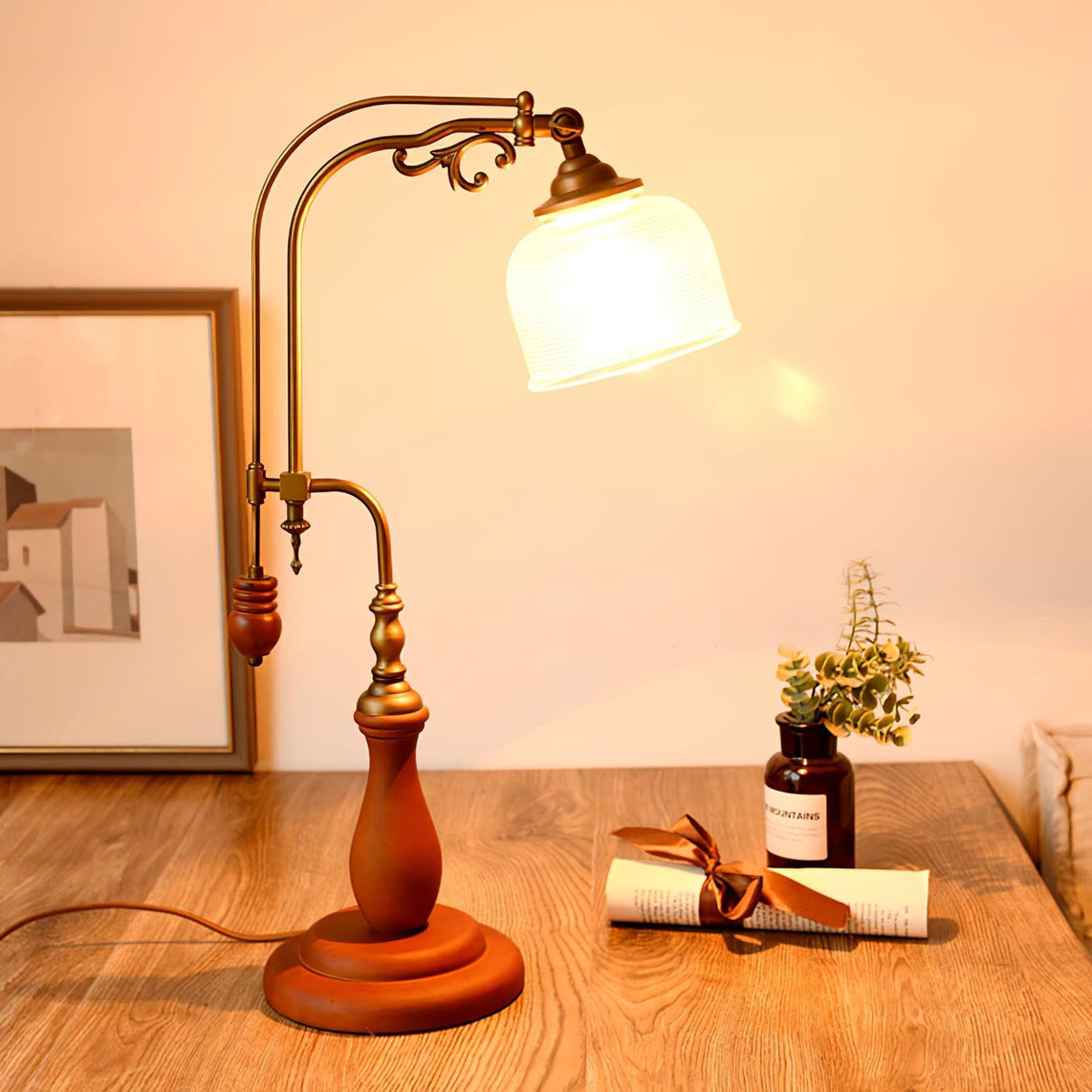 Retro Glass Gooseneck Table Lamp 5.5"