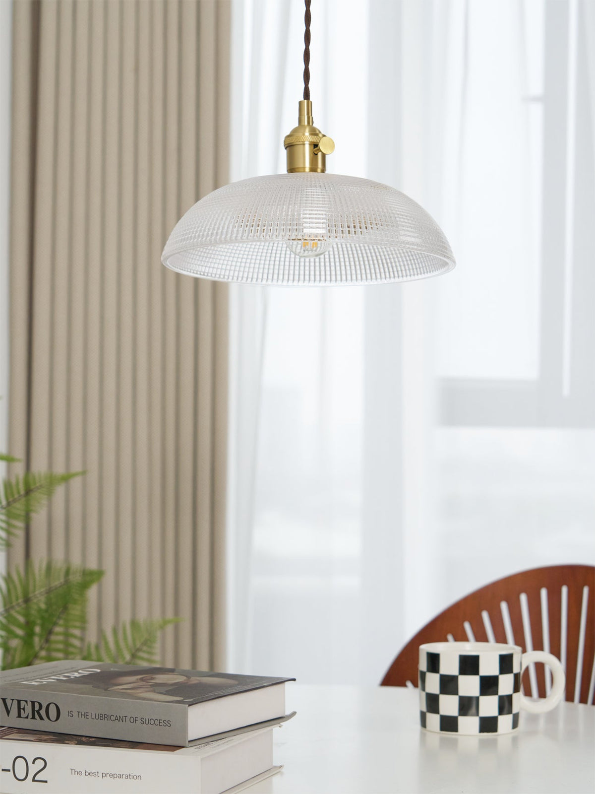 Ribbed Spiral Pendant Swag Light