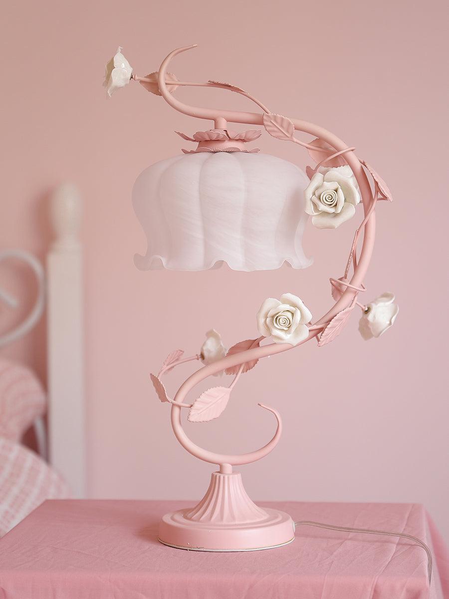 Rose Glass Gooseneck Table Lamp 12.2"