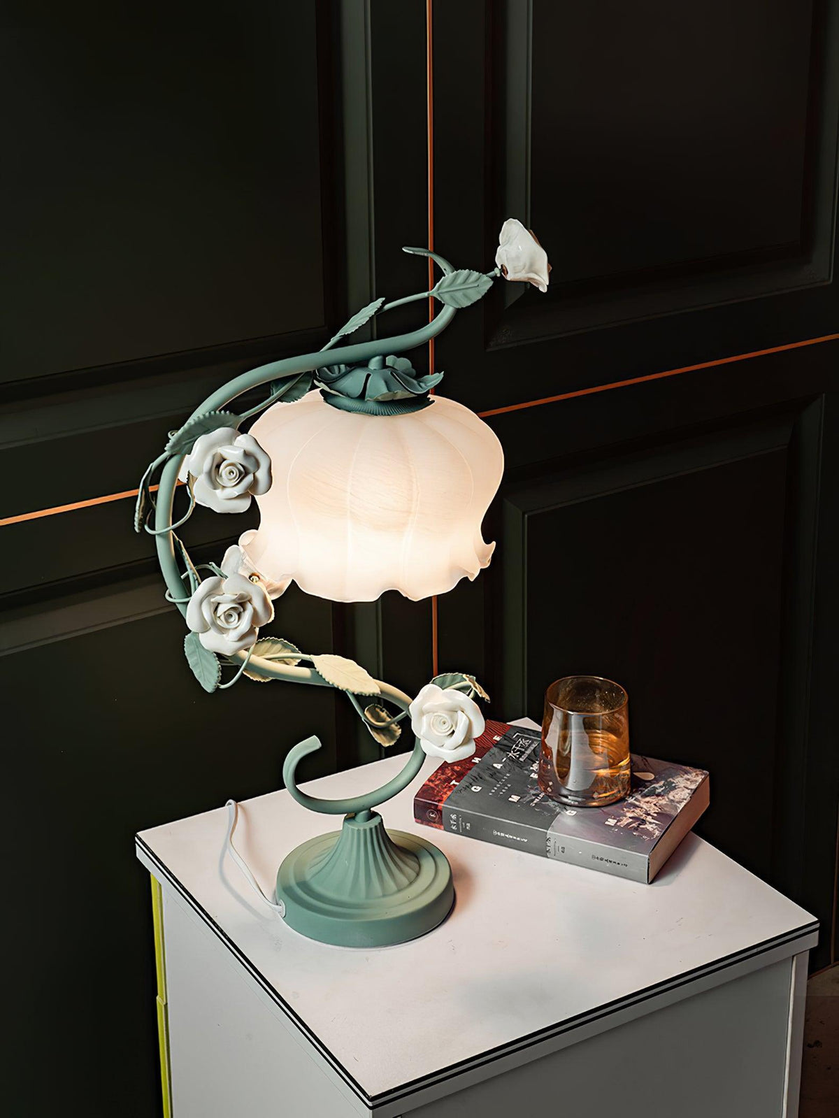 Rose Glass Gooseneck Table Lamp 12.2"