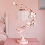 Rose Glass Gooseneck Table Lamp 12.2"