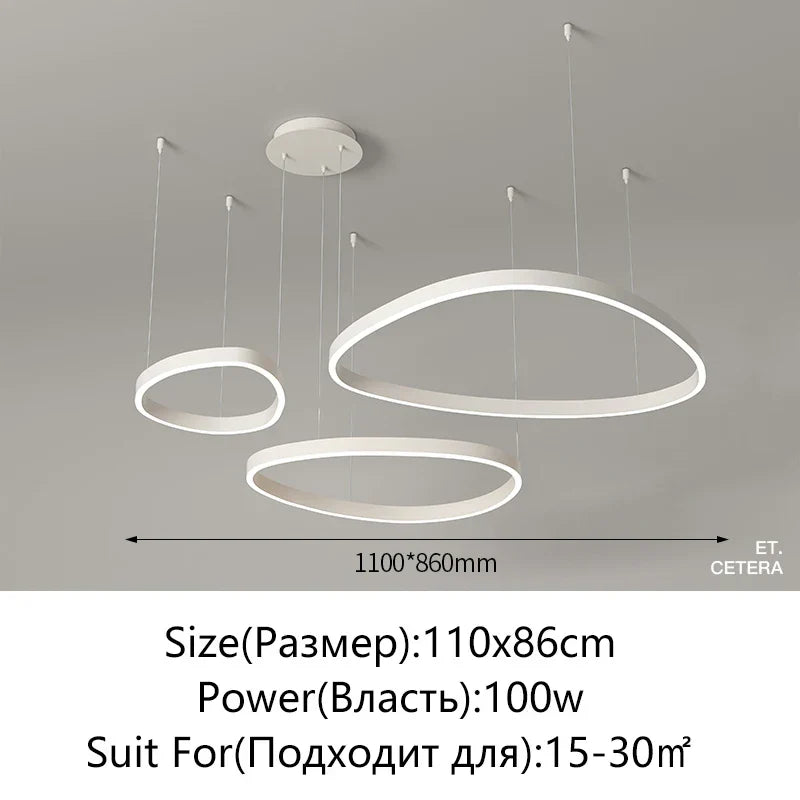 Modern Brushed Rings LED Chandelier Ceiling Light for Living Room Bedroom