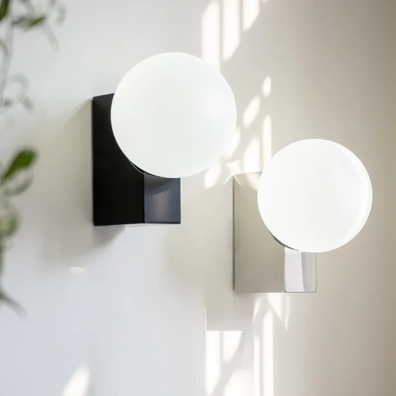 Glass Ball Wall Sconce Light: Metal Base, G9 Bulb