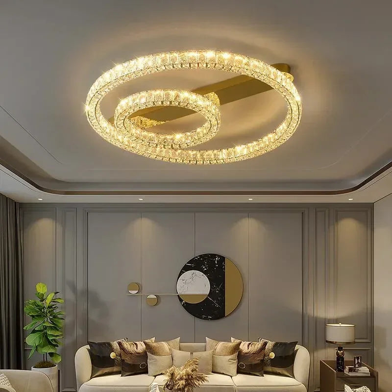 Crystal Ceiling Lights: Modern Luxury Dimmable LED Chandelier for Living Room