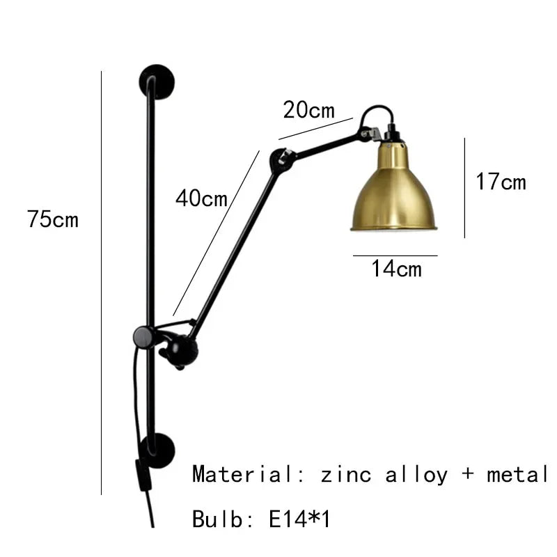 Gras BL Wall Lamp: Adjustable Chrome Long Arm Reading Light